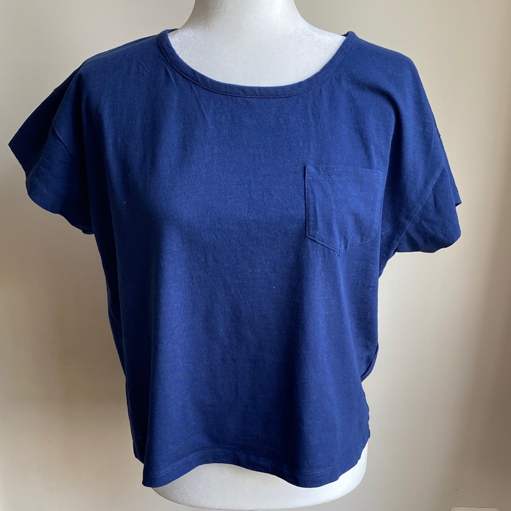 4/$20 J. Crew Organic Boxy Pocket Short Sleeve T-Shirt Navy